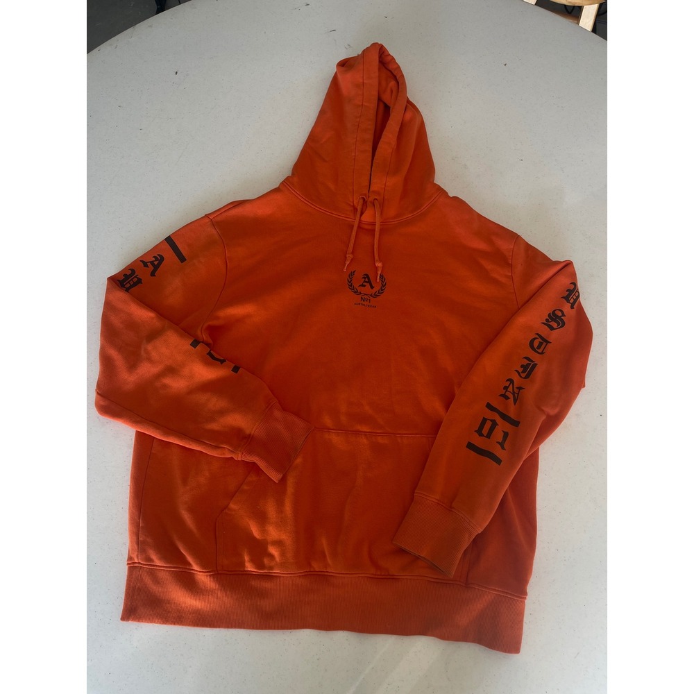 HM Divided Mens XL Orange Austin 01 Graphic Sleeve Pullover‎ Hoodie Streetwear